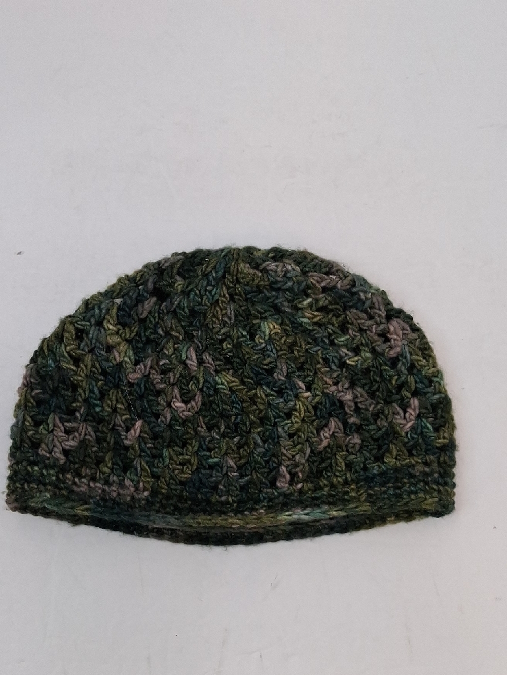 Handmade Crocheted Olive Green Beanie Hat One Size